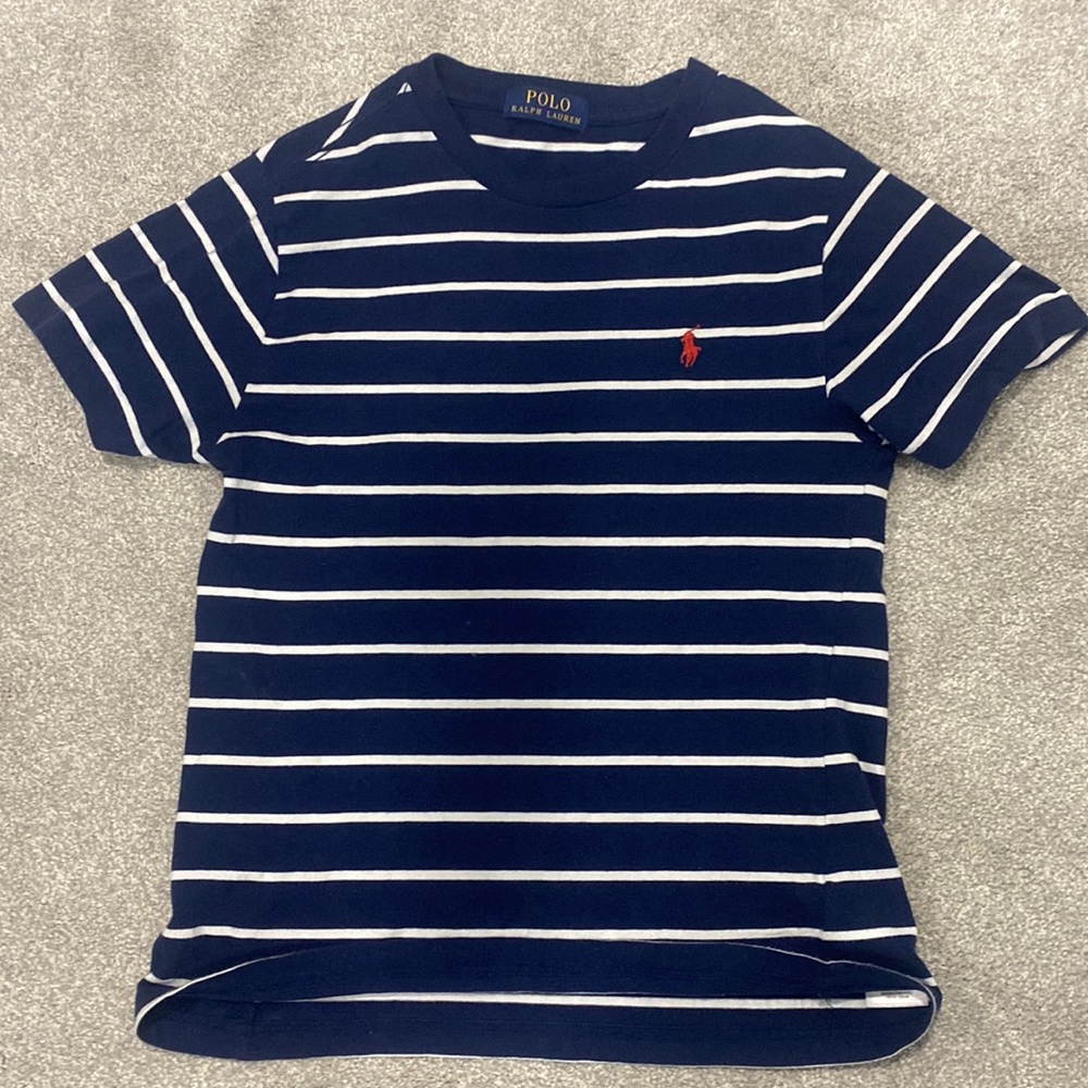 Vintage Patterned Polo Ralph Lauren Shirt, Dark Blue/White